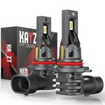 KAYZT 9005 HB3 LED Headlight Bulbs, 20000LM 600% Brighter 6500K Cool White 120W Mini Size Non-polarity Plug and Play With fan Wireless All-in-One Conversion Kit Halogen Replacement, Pack of 2