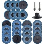 24 Pcs 2 inch Flap Discs with 1/4" Holder Die Grinder Attachments T27 Zirconia Flat 36/60/80 Grit Grinding Wheels for Surface Prep