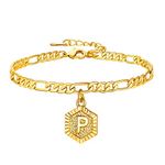 U7 Gold Anklet Initial Charm Name Jewellery Womens Ankle Bracelet