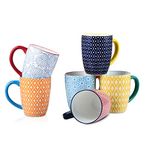 Selamica 16 oz Porcelain Coffee Mugs Set of 6, Coffee Cups Ceramic With Handle, Dishwasher, Oven, Microwave Safe, Assorted Colors