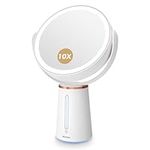 Auxmir Rechargeable Magnifying Makeup Mirror with LED Lights Double Sided 1X / 10X Magnification, Vanity Mirror with Stand Touch Dimmable 10 Brightness 360° Rotation for Table Desk Bathroom