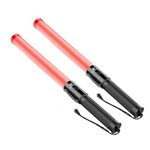 RoadHero 2 Pack Traffic Wand, 16 Inch Led Traffic Control Baton, Safety Light Wands with 2 Flashing Modes, Air Marshaling Signal Wand with Side Clip for Airport, Parking, Car Directing