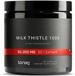 Toniiq 50,000mg 50x Concentrated Milk Thistle Extract - Milk Thistle 1000mg Per Serving - 80% Silymarin - Bioavailable Silymarin Milk Thistle Supplement Capsules - 240 Vegetarian Caps