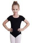 WEGETIT Leotards for Girls Gymnastics Toddler Ballet Leotard Girls Dance Shirts (Black,8-10Years)