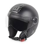 CARBINIC Open Face Helmet | ISI Certified Two Wheeler Helmets for Men & Women- Designer Colors | ABS Hard Shell, Removable Clear Visor | Comfort Fit | Matt Finish Bomber Series (Black & Silver)