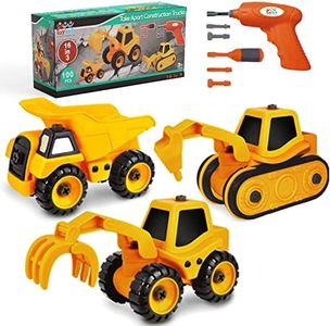 ToyVelt 16 in 3 Construction Take Apart Toys Trucks for Boys - STEM Tractor Toys - Best Birthday for Boys & Girls Ages 3-12 Years Old - Updated 2021