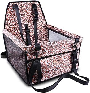 Petbobi Small Dog Car Seat, Dog Car Booster Seat for Small Medium Dogs 5-15 lbs, Foldable Front Seat Safety with Sturdy PVC Tube Frame, Breathable Mesh, Leopard Print