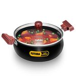 Hawkins Futura 3 Litre Cook n Serve Handi, Hard Anodised Biryani Handi with Glass Lid, Saucepan, Sauce Pan, Black (ACH30G)