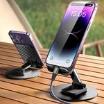 LISEN iPhone Stand for Desk Holder Foldable Phone Stand for Desk - Height Adjustable Cell Phone Holder Portable Cradle Desktop Dock Mobile Phone iPhone 14, iPad, Tablet 4-10'' Desk Accessories