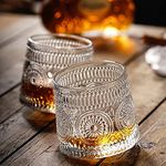 Wosta Dancing Whiskey Glass Set of 6 Pieces.-200 ml with Rotatable Bottom, Spinning Glass Bar Glass for Bourbon, Whiskey, Scotch, Cocktail, Cognac - Old Fashioned Tumbler Drinking