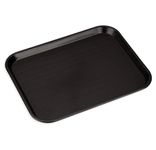 SMARTSLIDE 14"X18" Plastic Cafeteria/Fast Food Tray, Platter, Serving Tray for Breakfast, Cold-Drink, Restaurant, Hotel, Bar, Pub, Kitchen, Party (Pack of 1 Rectangular (Black)