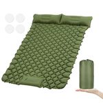 MoKo Camping Sleeping Pad, Camping Mat with Pillow, Portable 2 Person Self Inflating Camping Mattress for Backpacking, Hiking, Traveling, Ultralight Compact Sleeping Pad for Camping, Green