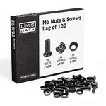 LMS Data M6 Cage Nuts, Screws and Washers Set - for Installing Rack Mount Equipment to Network Closets (100 pcs, Black)