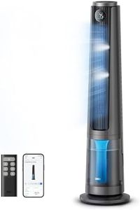 DREO TurboCool Misting Fan 765S, Fans that Blow Cold Air, 10°F Cooling, 34ft/s Fast Evaporative Air Cooler, 6L Tank, 20 dB Quiet DC Motor, 90° Tower Fan with 12 Speeds, 4 Modes for Home, Grey