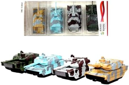 WOW Toys - Delivering Joys of Life|| Die cast Metal Set of military Tanks with push back action|| Pack of 4 army tanks