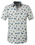 SSLR Mens Shirts Casual Printed Short Sleeve Button Up Shirts for Men, Gray, XX-Large