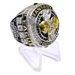 2023 Fantasy Football Ring | Heavy FFL Championship Ring | Gold Silver Tone Plated Award Trophy for Fantasy Football League Winner (size 12, ring and stand together)