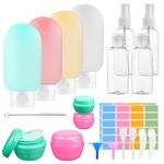 22Pcs Travel Bottles Set for Toiletries, Leak-Proof Silicone Travel Containers, 80ml&60ml Empty Plastic Squeeze Bottles Travel Accessories for Toiletries, Shampoos, Conditioner and Lotion (BPA Free)