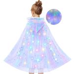 Goenb Light up Princess Cape, LED Princess Cape LED Princess Cape Light up Princess Cloak Costume for Girls 3-10 Years Old