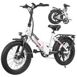 Gotrax R2 20" Folding Electric Bike with 55 Miles (Pedal-assist1) by 48V Battery, 20Mph Power by 500W, LCD Display and 5 Pedal-Assist Levels, 7-Speed & Front Shock Absorber for Off-Road Bicycle White