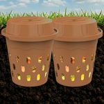 HCGADON Inground Worm Composter - Dual-Bin Composter System for Faster Composting, Outdoor Compact Design for Kitchen Waste & Garden Beds, Odor-Free & Animal-Proof Lid for & Beginners