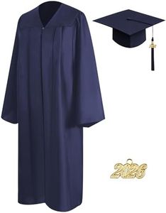 Mukum Matte Graduation Cap and Gown 2037 Set with Tassel Graduation for High School College Bachelor Navy Blue