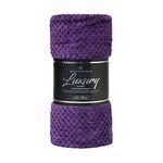 VELVETIO Luxury Waffle Fleece Popcorn Throw, Extra Large Thermal Warm Honeycomb Blanket, Soft & Cosy 100% Polyester Snuggle Sofa Bed Throws, 130 x 150cm, Purple