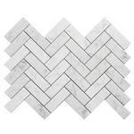 Diflart Carrara White Marble Mosaic Tile, 1x3 Inch Herringbone, Polished, Marble Backsplash Tiles for Kitchen Bathroom Wall Floor, Pack of 5 Sheets