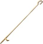 25" Brass Plated Iron Fireplace & Pit Poker, Fireplace Tool Accessory, Chimney Poker Indoor & Outdoor for Camping, Rust Resistant Finish with a Golden Touch, Fireplace Brush