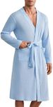 Ekouaer Mens Robes Lightweight Waffle Knit Spa Bathrobe Soft Kimono Shower Robe V Neck Long Sleeve Sleepwear with Pockets