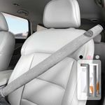 AMADAW 2025 Extra Long Seat Belt Cover Pad 2 Pack [No Neck Rubbing] [Protect Your Clothes] Premium Soft Suede for Ultimate Comfort Experience, Car Interior Accessories for All Vehicles, 19in Gray