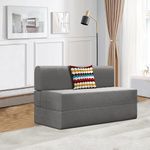 Dr. Smith Folding Sofa Bed for Living Room/Office |3x6 feet, Single Seater| Sofa Cum Bed with Cushion Jute Fabric - Grey