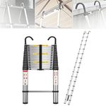 6.2M Telescoping Ladder, Multi-Purpose Aluminum Extension Ladder with 2 Detachable Hooks,Lightweight Extendable Portable Foldable Telescopic Ladder, RV Ladder Loft Ladder, 330lbs Capacity 20FT, EN131