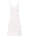 Belle Poque Women's Retro 1960s Solid Color Sleep Dress Full Slip Underdress Lace Hem Raw White XX-Large