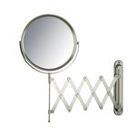 Jerdon JP2027N 8-Inch Two-Sided Swivel Wall Mount Mirror with 7x Magnification, 20-Inch Extension, Nickel Finish