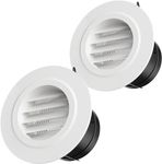 Hon&Guan 2pcs 75mm Round Louvred Air Vents for Wall Ceiling, 3 Inch Air Vent Grille Cover with Flyscreen Mesh for Outdoor Indoor, Duct Vent, Shed Vent