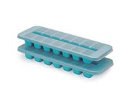 Joseph Joseph Flow - Easy-fill Ice-cube Tray with Lid, Stackable, Large 14 cube capacity (2-pack), Blue