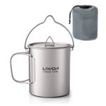 Lixada Titanium Water Mug Cup with Lid and Foldable Handle Ultralight 750ml Titanium Pot Portable Outdoor Camping Cooking Picnic