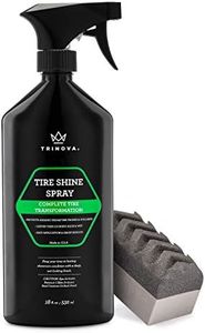 TriNova Tire Shine Spray No Wipe - Automotive Clear Coat Dressing for Wet & Slick Finish - Keeps Tires Black - with Rubber Protector - Prevents Fading & Yellowing - 18 OZ