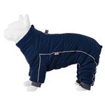 HUGO & HUDSON Navy Outdoor Winter Dog Suit Jacket Windproof Reflective Coat Buckle for Harness, M50