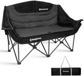 KingCamp Double Camping Chair Oversized Loveseat Camping Couch Heavy Duty Outdoor Folding Chair with Cup Holder Wine Glass Holder Support 550 lbs for Outside Picnic Beach Travel Black (Black)