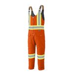 Pioneer Hi Vis Insulated Work Overalls for Men - Heavy Duty 100% Cotton - Rated to -38°C - Bib Pants with Pockets - Orange