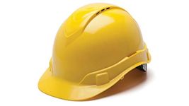 Pyramex Ridgeline Vented Cap Style 4 Pt Ratchet Suspension Hard Hat, Yellow