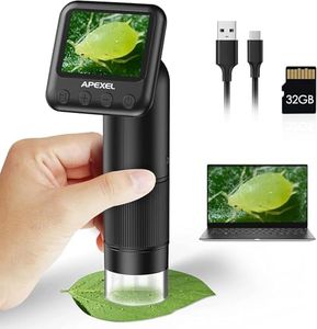 LCD Digital Handheld Microscope, 800x Portable Pocket Microscope for Kids with LED Lights, Electronic Magnifying Microscope, Mobile Phone Microscope, USB to PC, Includes SD Card and Slides