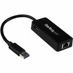 Startech.Com USB 3.0 to Gigabit Ethernet Adapter NIC with USB Port, Black (USB31000SPTB)