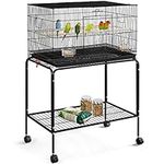 Yaheetech Large Wide Bird Cage Budgie Cage with Stand Parrot Cage Black Iron Flight Cage for Small lovebird/Cockatiel/Parakeet/Conure/Finch 119cm High