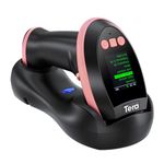Tera Barcode Scanner with Digital Setting Screen & Keypad, Pro Version Extra Fast Scanning Speed, Works with Bluetooth 2.4G Wireless & USB Wired, 1D 2D QR Handheld Bar Code Reader Model HW0009 Pink