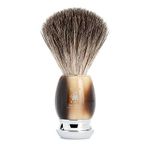 Shaving brush with pure badger, handle material high-grade resin horn