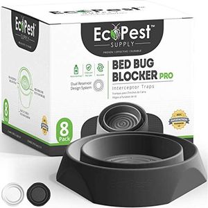 EcoPest Labs Bed Bug Interceptors - 8 Pack | Bed Bug Blocker (Pro) Interceptor Traps (Black)