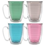 Tervis Clear & Colorful Tabletop - Bayou View Collection Made in USA Double Walled Insulated Tumbler Travel Cup Keeps Drinks Cold & Hot, 16oz Mug - 4pk, Assorted Pastels